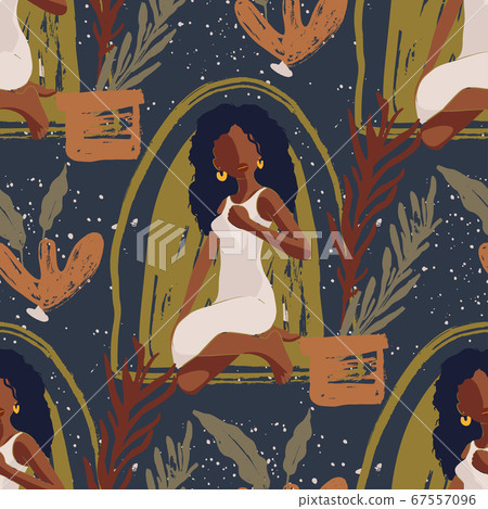 Girl Seamless Vector Pattern. - Stock Illustration [67557096] - PIXTA