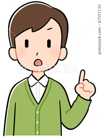 A man who raises his index finger (attention) 67557110