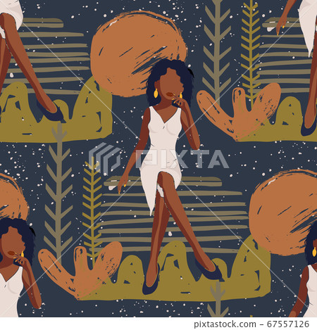 Girl Seamless Vector Pattern. - Stock Illustration [67557126] - PIXTA