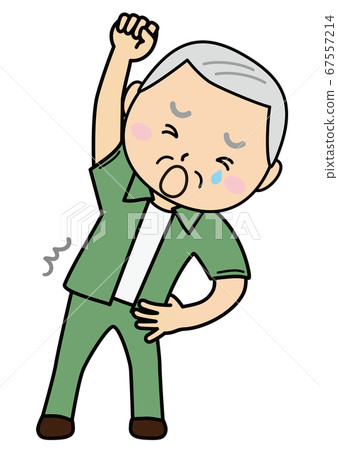 Grandpa pose 01_05 (Grandpa who did gymnastics and hurt his back) 67557214