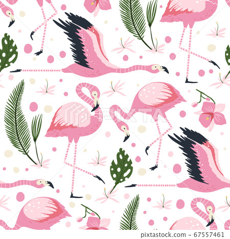 Flamingo bird vector seamless pattern. Flamingo bird vector seamless pattern. 67557461