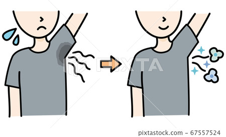 Before after men who suffer from sweat and... - Stock Illustration ...