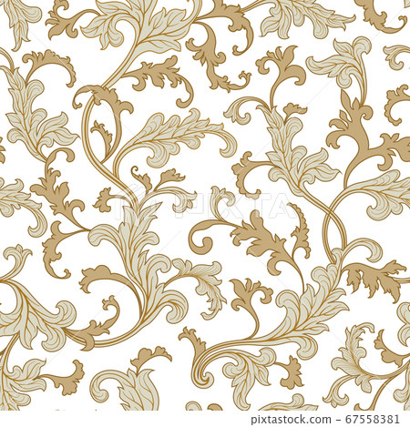 Floral seamless pattern. Flourish tiled pattern. Floral oriental ethnic background. Arabic ornament with fantastic flowers and leaves.  67558381