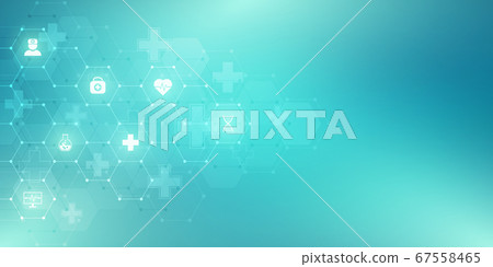Abstract medical background with flat icons and symbols. Template design with concept and idea for healthcare technology, innovation medicine, health, science and research. Abstract medical background with flat icons and symbols. Template design with concept and idea for healthcare technology, innovation medicine, health, science and research. 67558465