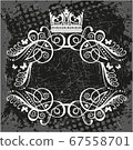 Decorative black and white frame with crown 67558701
