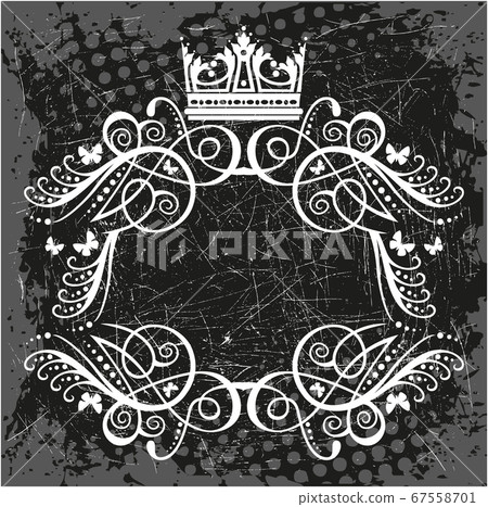 Decorative black and white frame with crown 67558701