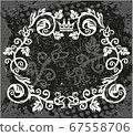 Decorative black and white frame with crown 67558706