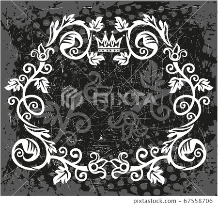 Decorative black and white frame with crown 67558706