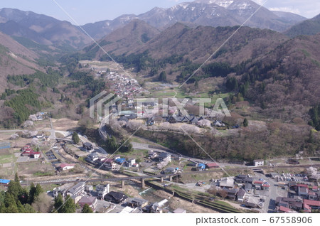 Rural landscape overlooking from Yamagata Yamadera 67558906