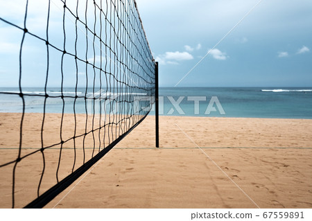 Volleyball net on the sand beach on tropical Volleyball net on the sand beach on tropical 67559891