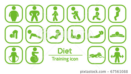 16 types of diet and training icons 67561088