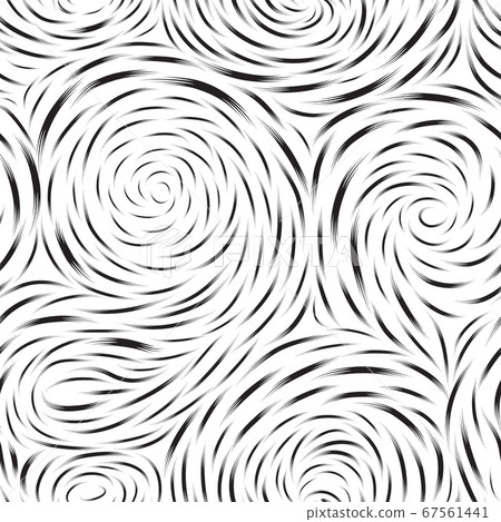 Abstract seamless pattern with black and white swirl line ornament. Geometric doodle texture. Ornamental wave optical effect background. 67561441
