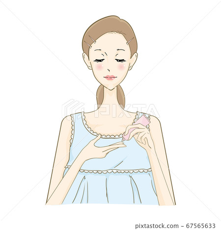 Woman tube picking up cosmetics 67565633