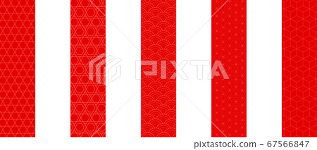 Japanese pattern red and white curtain 67566847