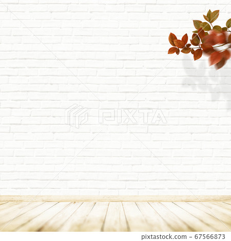 White brick wall and autumnal background 67566873