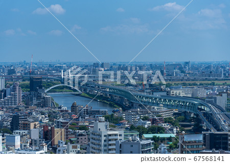Cityscape from Tokyo (Misato City, Matsudo City Area: Blue Sky) 67568141