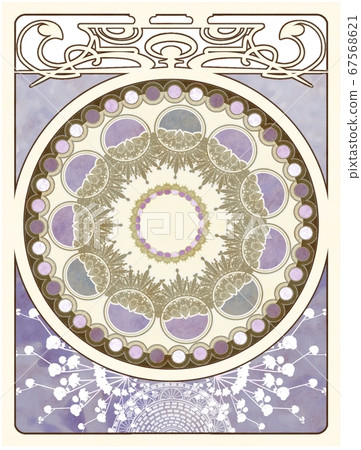 慕夏風格背景紫色 插圖素材 圖庫