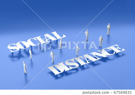 Miniature people passing through the characters of social distance Miniature people passing through the characters of social distance 67569835