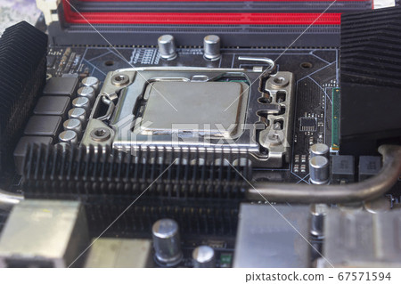 Close up cpu socket on motherboard Computer PC Close up cpu socket on motherboard Computer PC 67571594