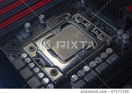 Close up cpu socket on motherboard Computer PC 67571598