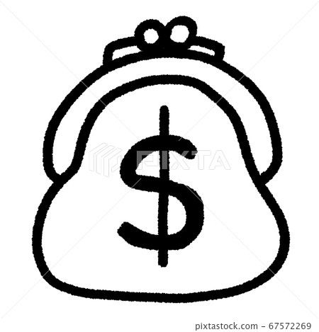 Purse with a dollar mark (hand drawn icon) 67572269