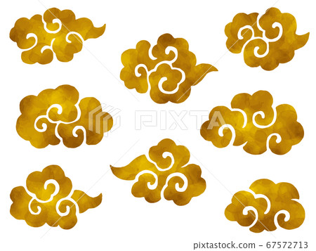 水彩風格的插圖集的金雲 67572713