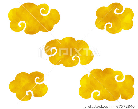 Japanese style watercolor illustration set of clouds 67572846
