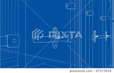 Cargo container. Wire-frame style 67573058