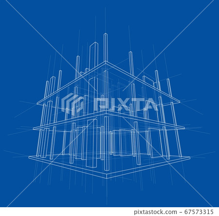 Drawing of a house under construction 67573315