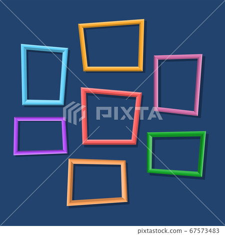 Colorful photo frames hanging on the wall 67573483