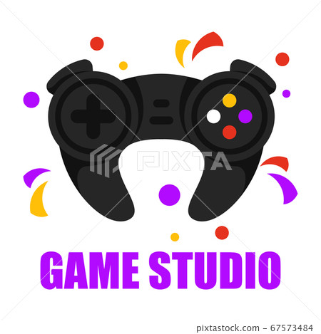 Game studio logo vector isolated. Black controller 67573484