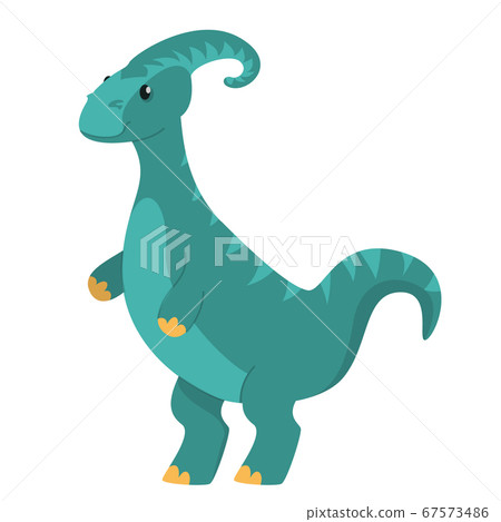 Cute funny cartoon baby parasaurolophus vector 67573486