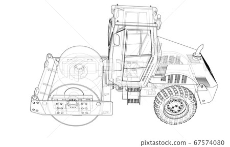Construction machine. Asphalt compactor-插圖素材 [67574080] - PIXTA圖庫