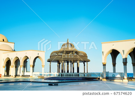 Gazebo on square of colored fountains at Sahl Hasheesh. Gazebo on square of colored fountains at Sahl Hasheesh. 67574620