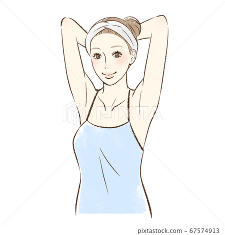 Smiling woman showing arms under arm - Stock Illustration [67574913 ...