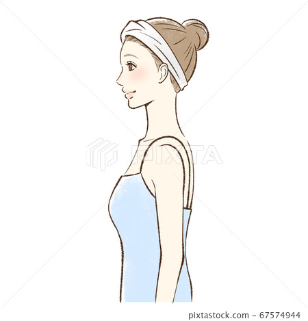 Side profile of a smiling woman 67574944