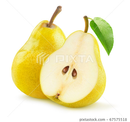 One and a half yellow pear isolated on white 67575518