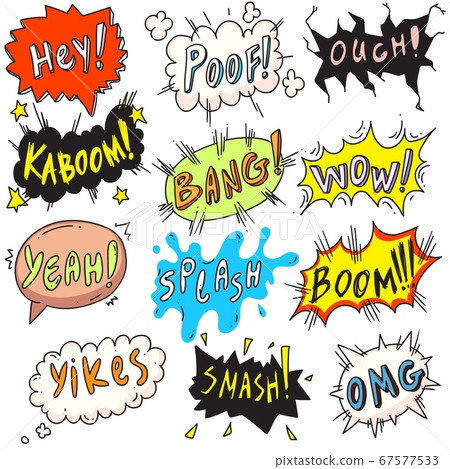 Popart comic bubble set isolated on white backdrop Popart comic bubble set isolated on white backdrop 67577533