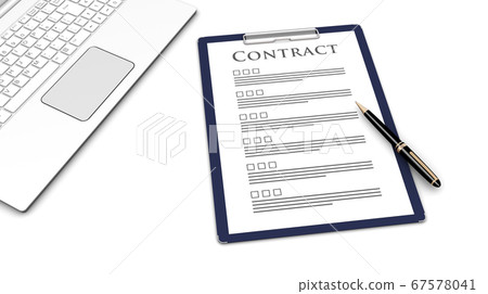 Contract and pen, laptop 67578041