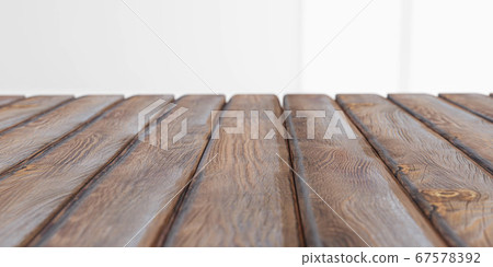 wood table on blur copyspace in front of white background 3d render illustration - can used for display or montage your content 67578392