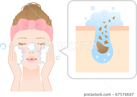 Face-washing, removal of plugs, cross-section, female Face-washing, removal of plugs, cross-section, female 67578687