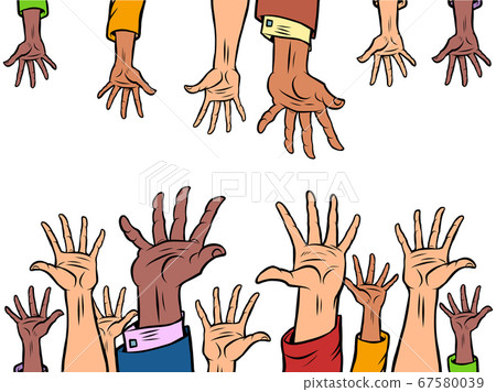many hands reach out to each other many hands reach out to each other 67580039
