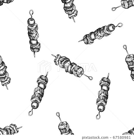 Seamless pattern with black and white kebab 67580981