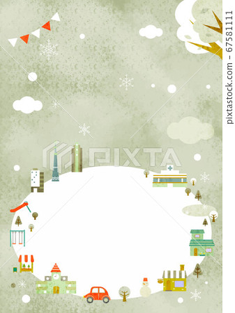 Winter urban landscape frame-style background... - Stock Illustration  [67581111] - PIXTA