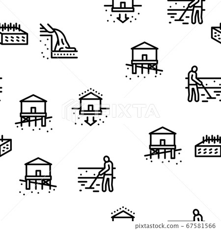 House Foundation Base Seamless Pattern Vector 67581566
