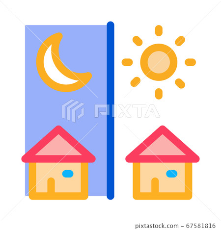 day and night remote work icon vector outline... - Stock Illustration ...
