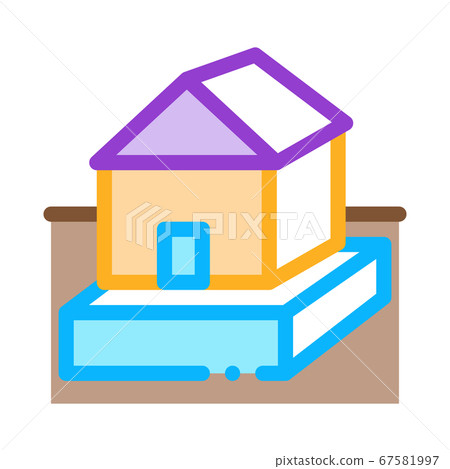 house on foundation icon vector outline illustration 67581997
