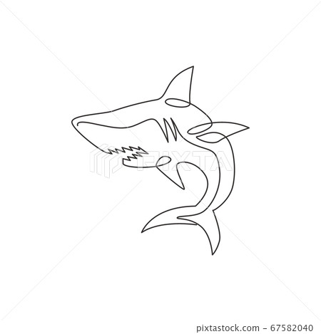 One single line drawing of ruler of the sea, shark for company logo identity One single line drawing of ruler of the sea, shark for company logo identity 67582040