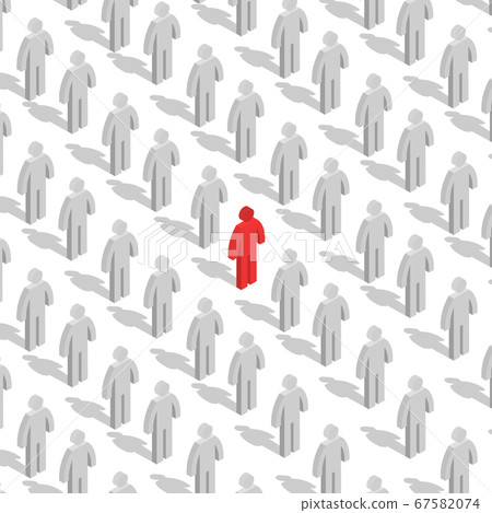 Set of 3D stick figures with team leader, vector 67582074