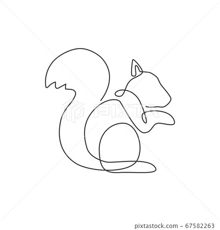 One continuous line drawing of cute squirrel for company logo identit One continuous line drawing of cute squirrel for company logo identit 67582263